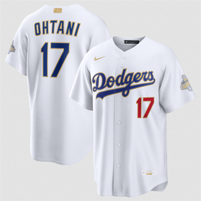 Men's Los Angeles Dodgers #17 Shohei Ohtani White 2026 Gold Collection Stadium Stitched Baseball Jersey